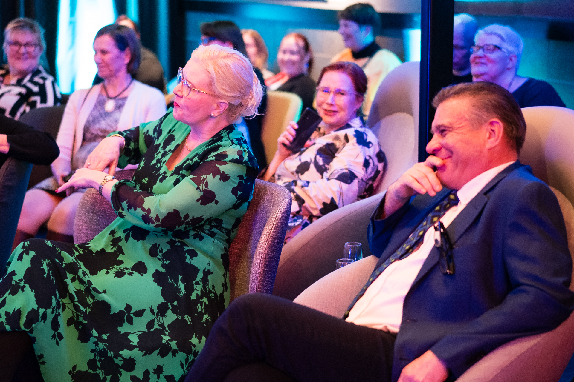 A candid evening moment from the SwarmMind celebration