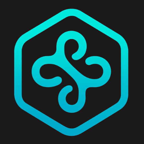 SwarmMind circular logo featuring an abstract interconnected network design in purple and yellow on a white background, conveying a sense of collaboration and innovation; no text present